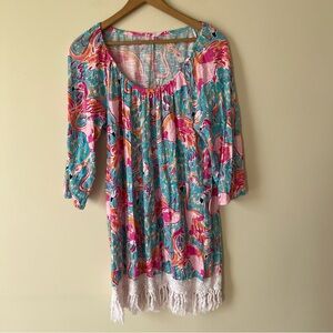 Lilly Pulitzer Alia Beach Cover-up Flamingo Cotton Size Medium